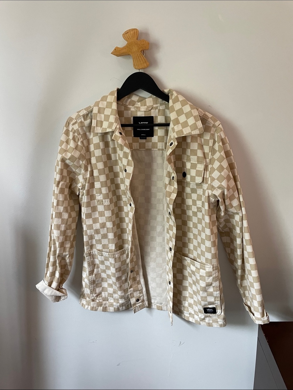 Vans Beige & Cream Checkerboard Casual Jacket